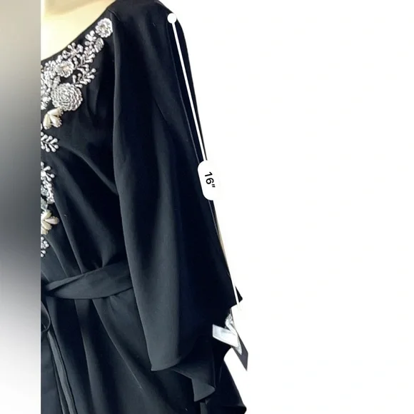 Aidan Mattox Embellished Black Midi Formal Dress or Short Kaftan in Size…​​ - Picture 12 of 16